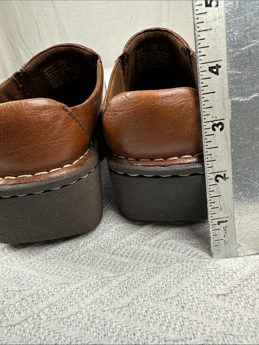 Women’s Brown Leather Slip-On Clog Mules - Picture 10 of 13